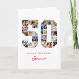50e verjaardag Nummer 50 Foto collage gepersonalis Kaart