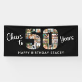 50e verjaardag nummer 50 foto collage juichen spandoek (Horizontaal)