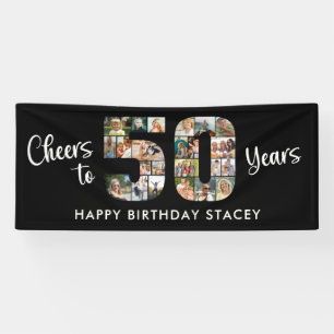 50e verjaardag nummer 50 foto collage juichen spandoek