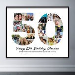 50e Verjaardag Nummer 50 Fotocollage Jubileum Poster<br><div class="desc">Mark vijftig jaar van prachtige herinneringen en avonturen met deze boeiende 50ste Verjaardagsnummer Fotocollage. Deze aanpasbare sjabloon is de perfecte mix van creativiteit en sentiment, waardoor u een echt onvergetelijk cadeau kunt creëer voor de speciale dag van uw geliefde. Leg de essentie van tien ongelofelijke jaren vast in één meesterwerk...</div>