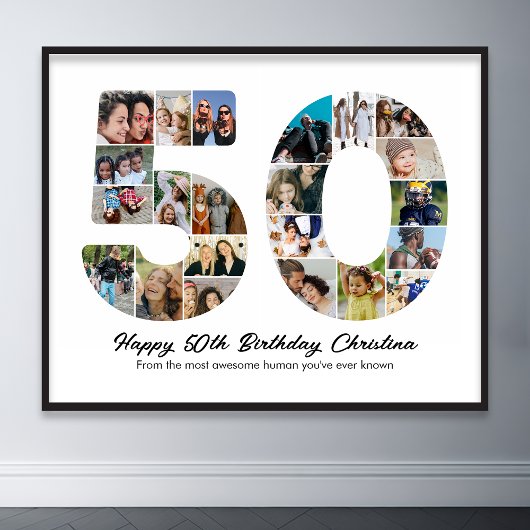 50e Verjaardag Nummer 50 Fotocollage Jubileum Poster