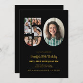 50e verjaardag nummer 50 fotocollage modern zwart kaart (Voorkant / Achterkant)