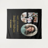 50e verjaardag nummer 50 fotocollage modern zwart wandkleed (Voorkant (horizontaal))