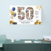 50e verjaardag Nummer 50 Fotocollage Wit Goud Spandoek (Beurs)