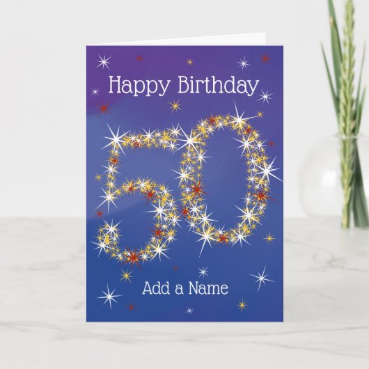 50e verjaardag - nummer 50 in sterren - blauw - le kaart (Voorkant)