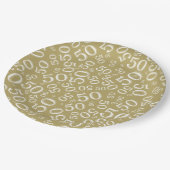 50e verjaardag Nummer patroon Gold/wit Papieren Bordje (Gekanteld)