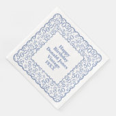 50e verjaardag nummer patroon Scallops blauw/wit Servet (Hoek)