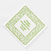 50e verjaardag nummer patroon Scallops groen/wit Servet (Hoek)