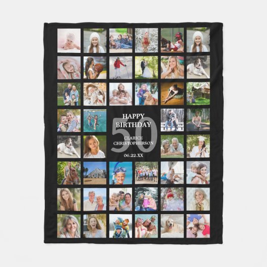 50e verjaardag of een willekeurige ouderdom 44Foto Fleece Deken (Voorkant)