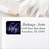 50e verjaardag of Jubileum | Paars en wit Etiket (Insitu)