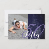 50e verjaardag of Jubileum | Paars en wit Kaart (Voorkant)