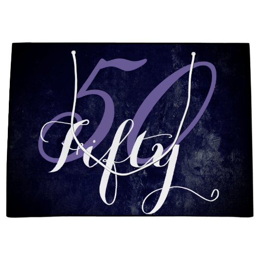 50e verjaardag of Jubileum | Paars en wit Large Cadeautasje (Voorkant)