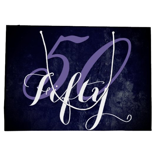 50e verjaardag of Jubileum | Paars en wit Large Cadeautasje (Achterkant)