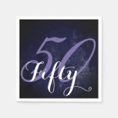 50e verjaardag of Jubileum | Paars en wit Servet (Voorkant)