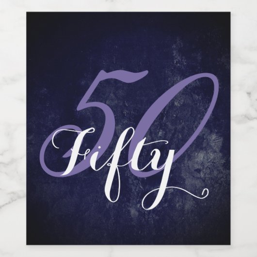50e verjaardag of Jubileum | Paars en wit Wijn Etiket (Enkel label)