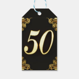 50e verjaardag of Jubileum Regal Gold en Black Cadeaulabel