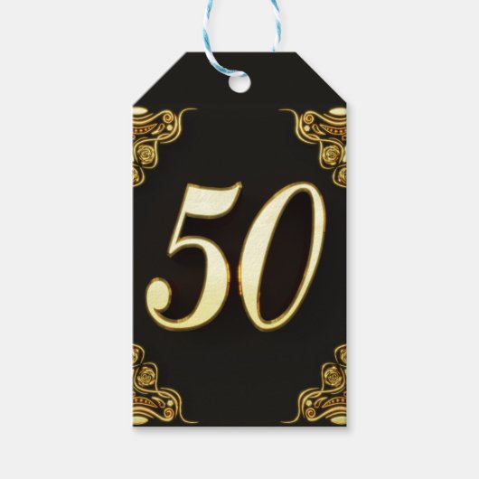 50e verjaardag of Jubileum Regal Gold en Black Cadeaulabel (Voorkant)