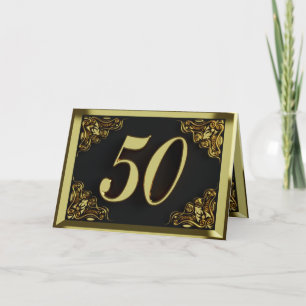 50e verjaardag of Jubileum Regal Gold en Black Kaart