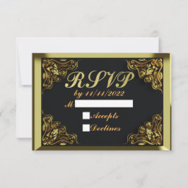 50e verjaardag of Jubileum Regal Gold en Black RSVP Kaartje