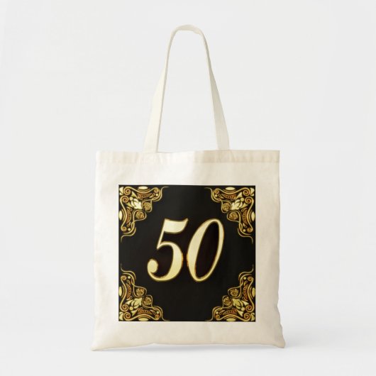 50e verjaardag of Jubileum Regal Gold en Black Tote Bag (Voorkant)