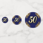 50e verjaardag of Jubileum Regal Gold en Blue Confetti (Voorkanten)
