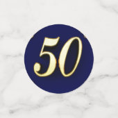 50e verjaardag of Jubileum Regal Gold en Blue Confetti (Kleine voorkant)