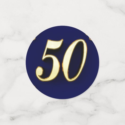 50e verjaardag of Jubileum Regal Gold en Blue Confetti (Kleine voorkant)