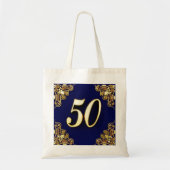 50e verjaardag of Jubileum Regal Gold en Blue Tote Bag (Voorkant)