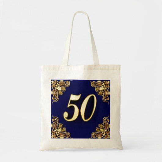 50e verjaardag of Jubileum Regal Gold en Blue Tote Bag (Voorkant)