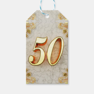 50e verjaardag of Jubileum Regal Gold en Marble Cadeaulabel