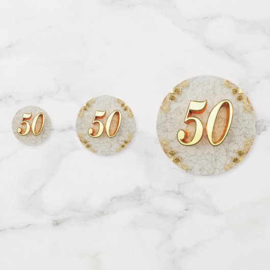 50e Verjaardag of Jubileum Regal Goud en Marmer Confetti (Achterkanten)