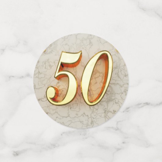 50e Verjaardag of Jubileum Regal Goud en Marmer Confetti (Kleine voorkant)