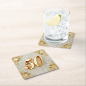 50e Verjaardag of Jubileum Regal Goud en Marmer Kartonnen Onderzetters (Insitu)