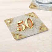 50e Verjaardag of Jubileum Regal Goud en Marmer Kartonnen Onderzetters (Schuin)