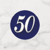 50e verjaardag of Jubileum Regal Silver Blue Confetti (Kleine voorkant)