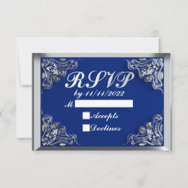 50e verjaardag of Jubileum Regal Silver Blue RSVP Kaartje
