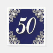 50e verjaardag of Jubileum Regal Silver Blue Servet (Voorkant)