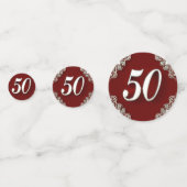 50e Verjaardag of Jubileum Regal Silver en Red Confetti (Achterkanten)