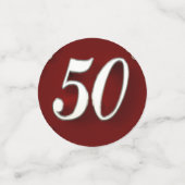 50e Verjaardag of Jubileum Regal Silver en Red Confetti (Kleine voorkant)