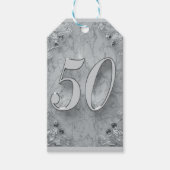 50e Verjaardag of Jubileum Regal Silver Marble Cadeaulabel (Voorkant)