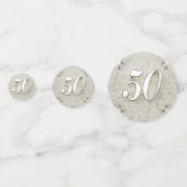 50e Verjaardag of Jubileum Regal Silver Marble Confetti (Achterkanten)