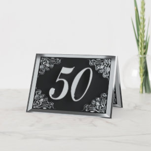 50e Verjaardag of Jubileum Regal Silver Zwart Kaart