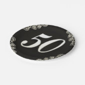 50e Verjaardag of Jubileum Regal Silver Zwart Papieren Bordje (Gekanteld)