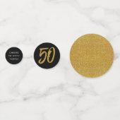 50e verjaardag of jubileum zwart en goud op maat confetti (Voorkanten)