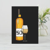 50e verjaardag of verjaardag : wijnfles en glas kaart (Staand voorkant)