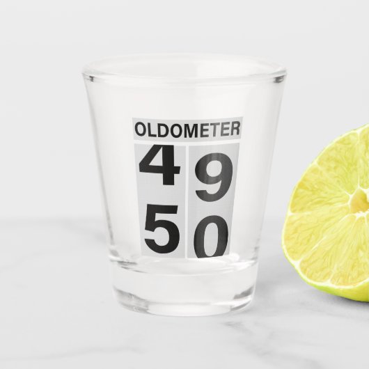 50e verjaardag Oldometer Shot Glass Glas (Voorkant)