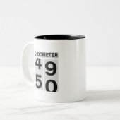 50e verjaardag Oldometer Tweekleurige Koffiemok (Voorkant links)