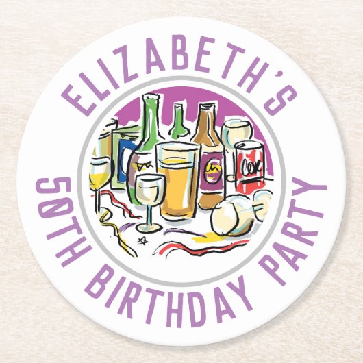 50e verjaardag - Onderzetter rondedocument (Voorkant)