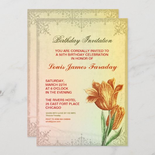 50e verjaardag ontwerp verjaardagsuitnodigingen kaart (Voorkant / Achterkant)