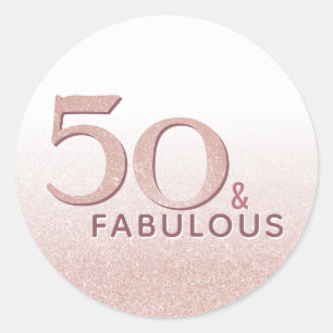 50e verjaardag op 50 en Fabulous Roos Gold Glitter Ronde Sticker